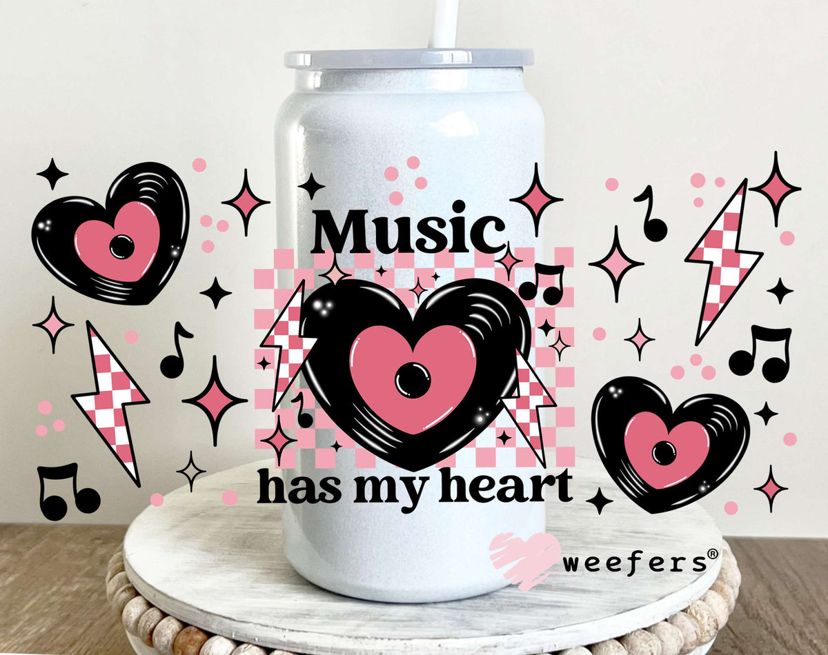 Music has My Heart UV DTF Cup Wrap 16oz Glass Can Generic Weefers