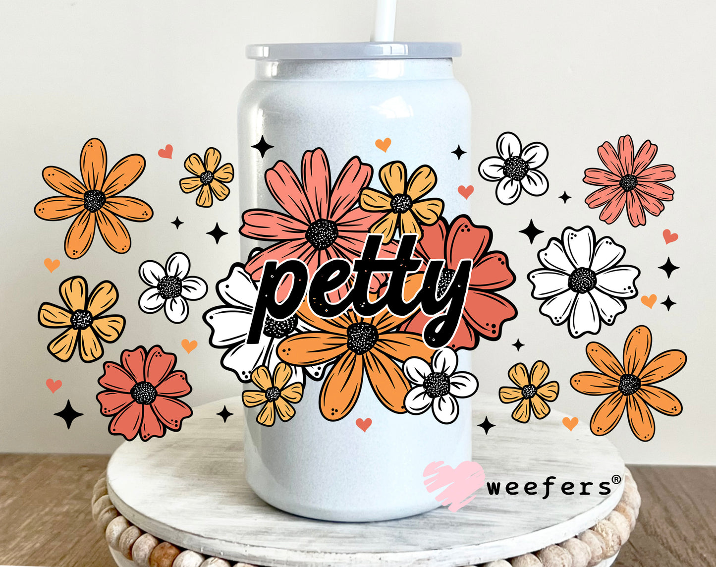 Petty Florals UV DTF Cup Wrap 16oz Glass Can Generic Weefers
