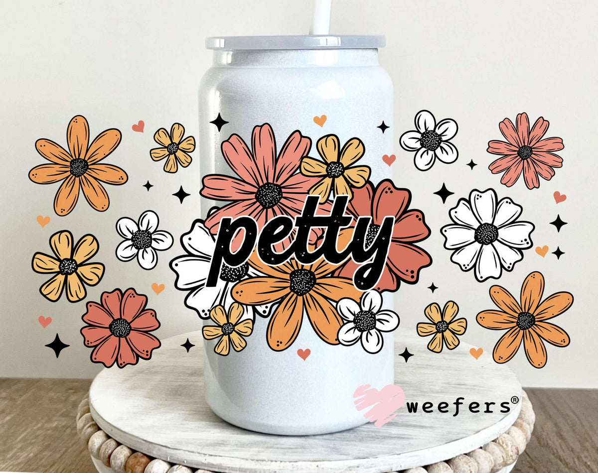 Petty Florals UV DTF Cup Wrap 16oz Glass Can Generic Weefers