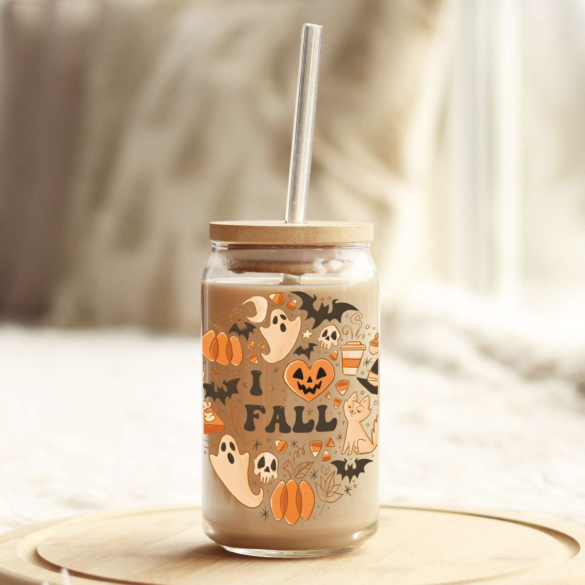 I Love Fall 16oz Libbey Glass Can UV DTF or Sublimation Wrap - Decal Weefers