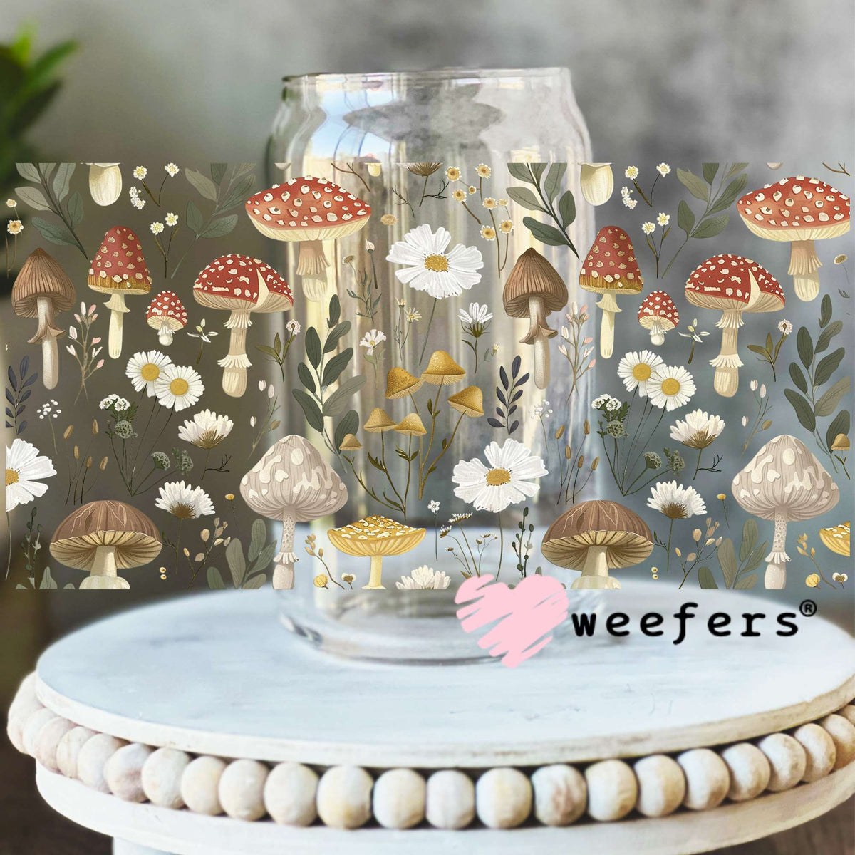 Mushroom Wonderland UV DTF Cup Wrap 16oz Libbey Glass Original Size Weefers