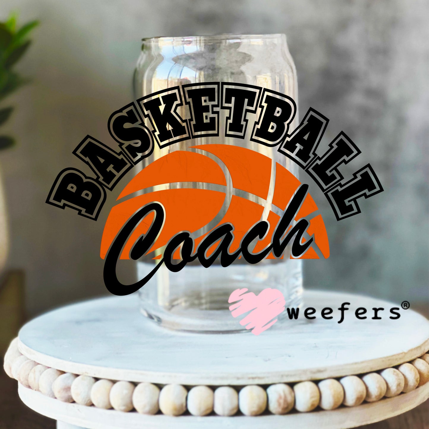 Basketball Coach UV DTF Decal 16oz Libbey Glass Original Size Weefers