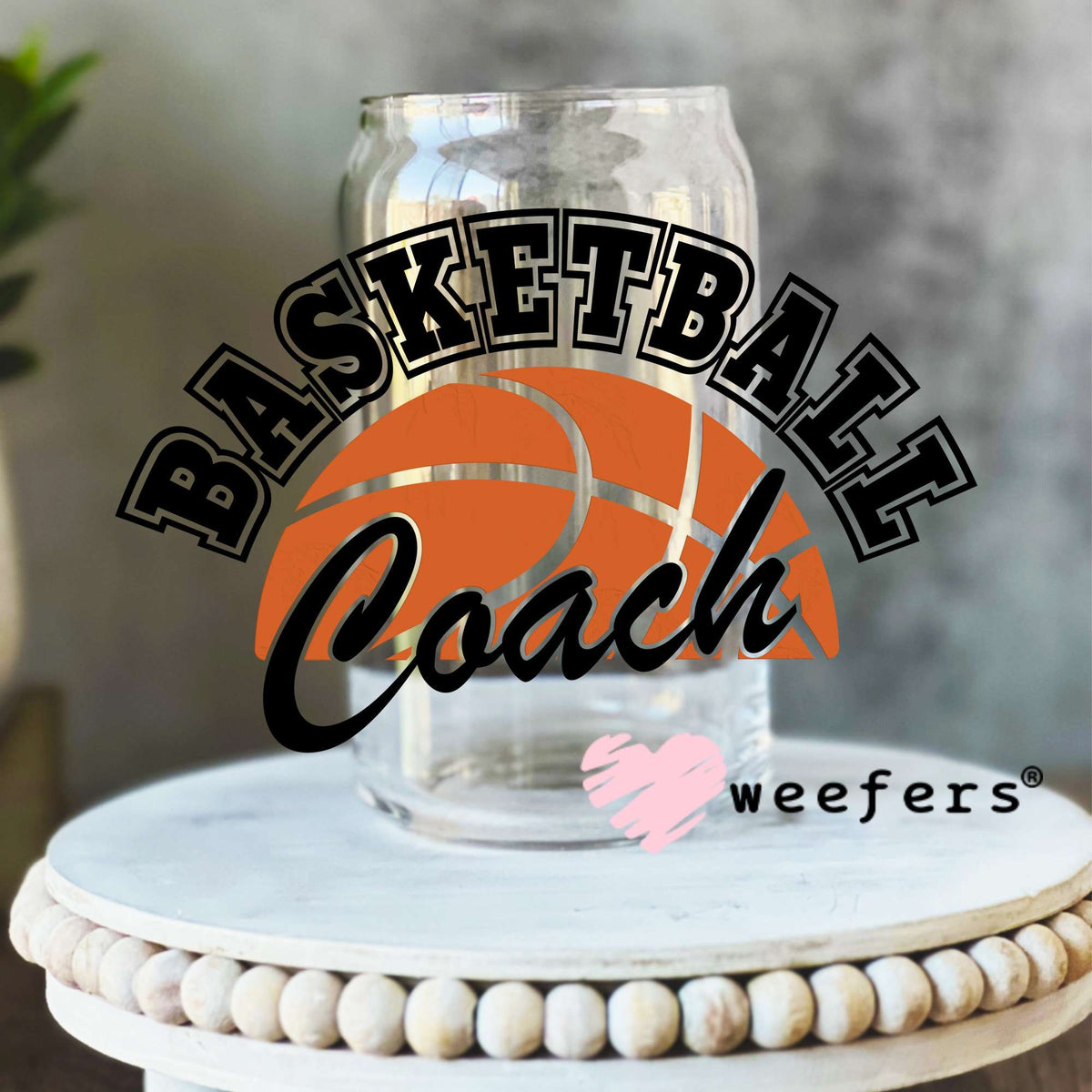 Basketball Coach UV DTF Decal 16oz Libbey Glass Original Size Weefers