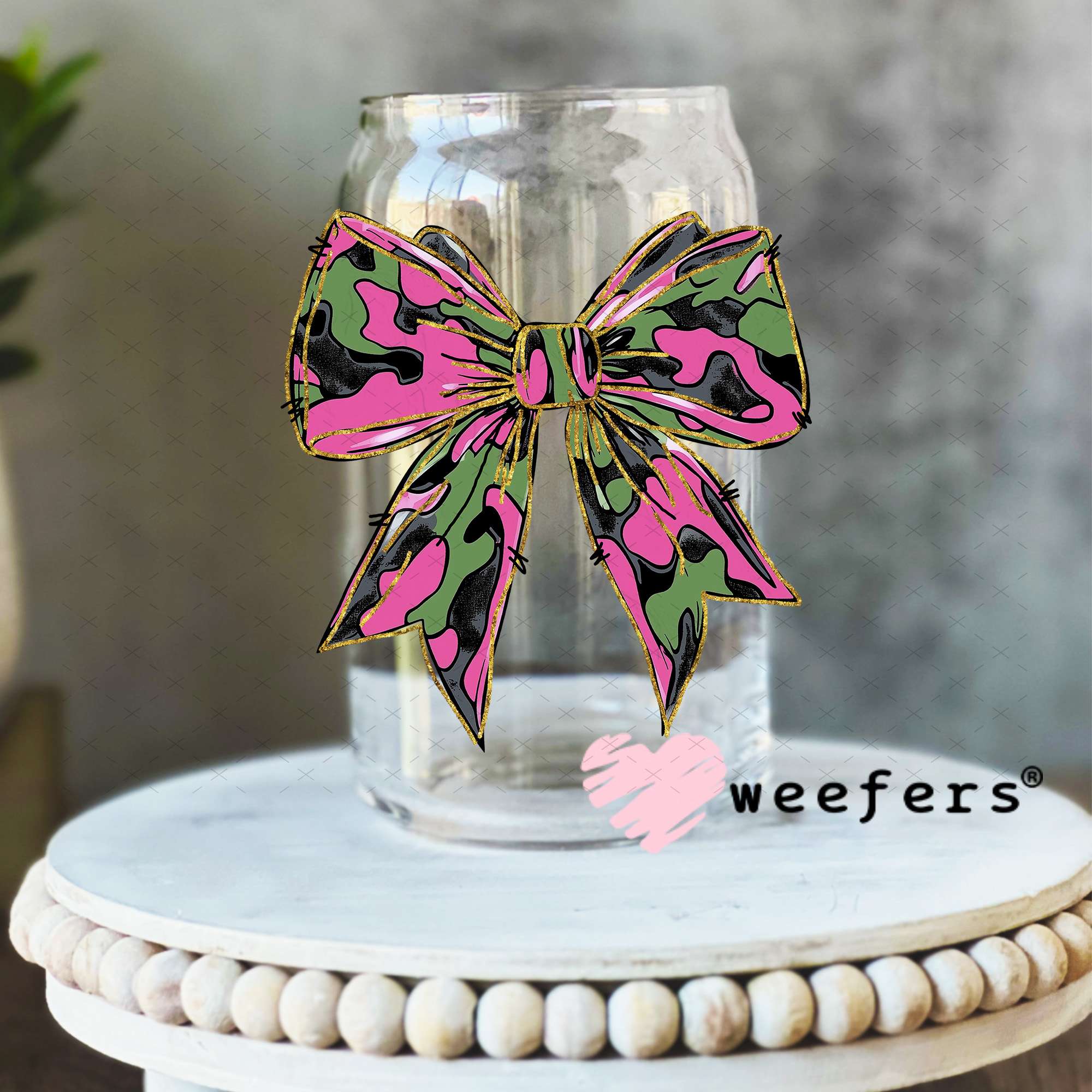 Pink Camo Bow UV DTF Decal – Weefers
