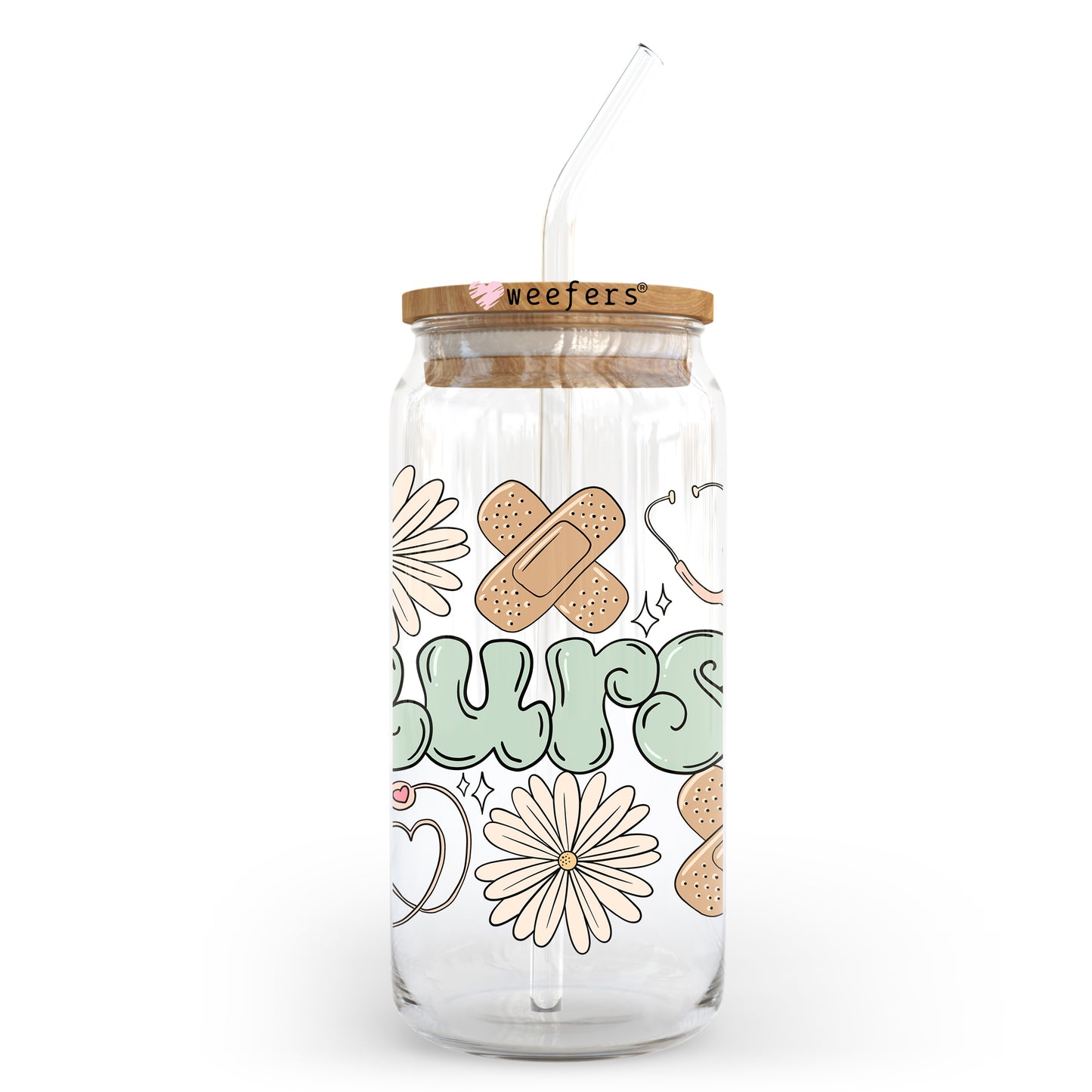 Nurse Earth Tones 20oz Libbey Glass Can, 34oz Hip Sip, 40oz Tumbler, 24oz Cold Cup UV DTF or Sublimation Decal Transfer Weefers