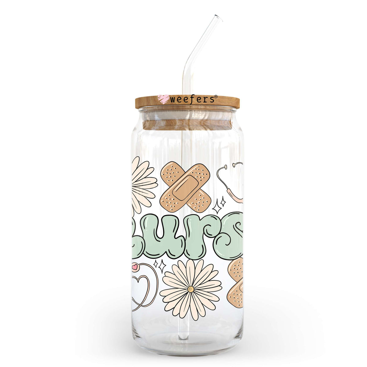 Nurse Earth Tones 20oz Libbey Glass Can, 34oz Hip Sip, 40oz Tumbler, 24oz Cold Cup UV DTF or Sublimation Decal Transfer Weefers