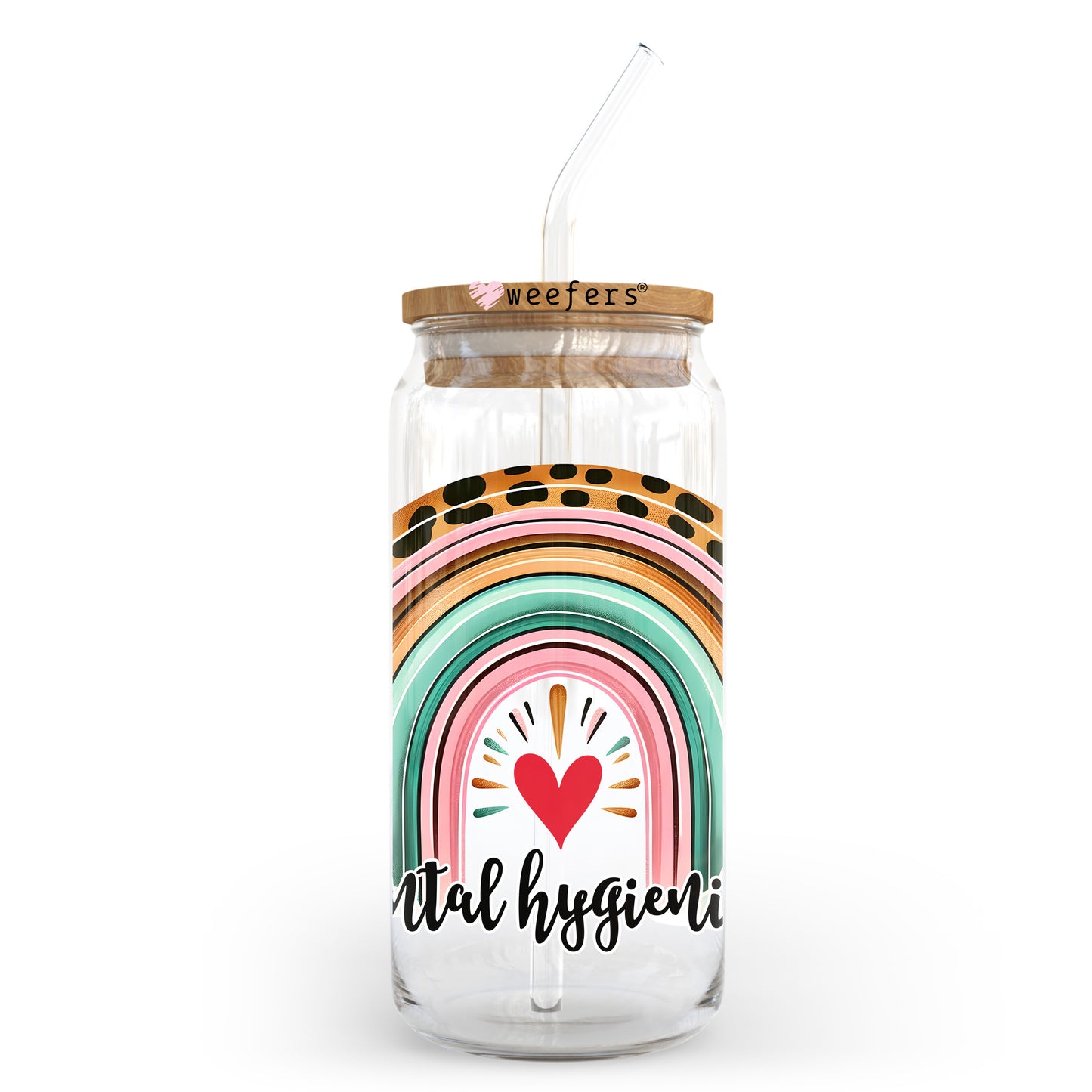 Dental Hygienist Rainbow 20oz Libbey Glass Can UV DTF or Sublimation Wrap - Decal Weefers