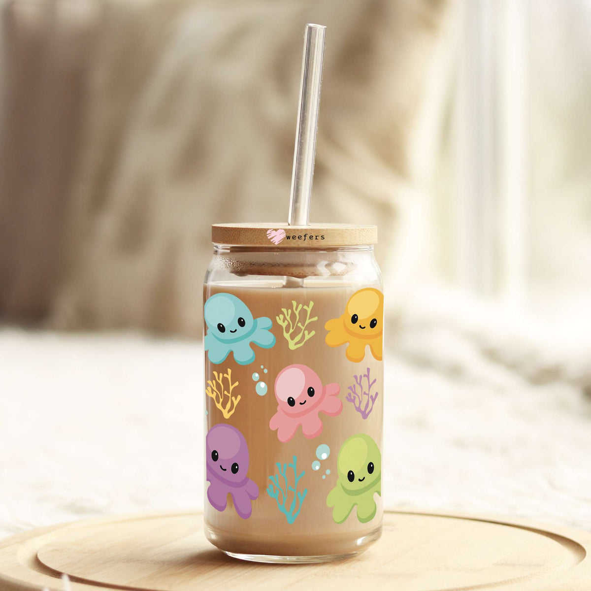 Baby Octopus 16oz Libbey Glass Can UV DTF or Sublimation Wrap - Decal Transfer Weefers