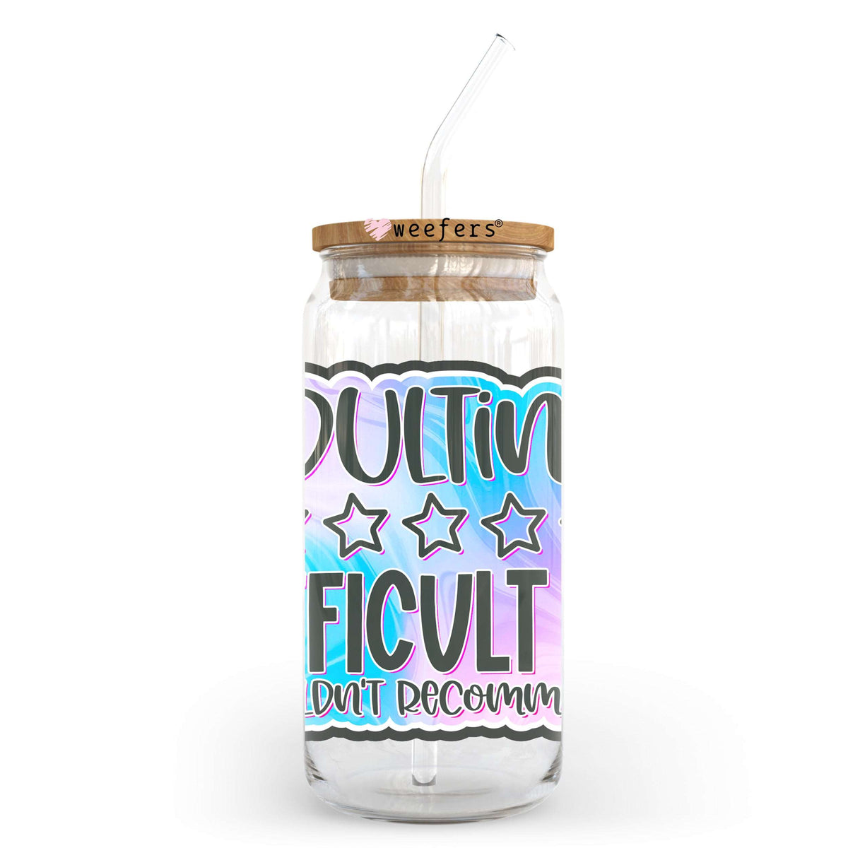 Adulting 1 Star 20oz Libbey Glass Can UV DTF or Sublimation Wrap - Decal Transfer Weefers