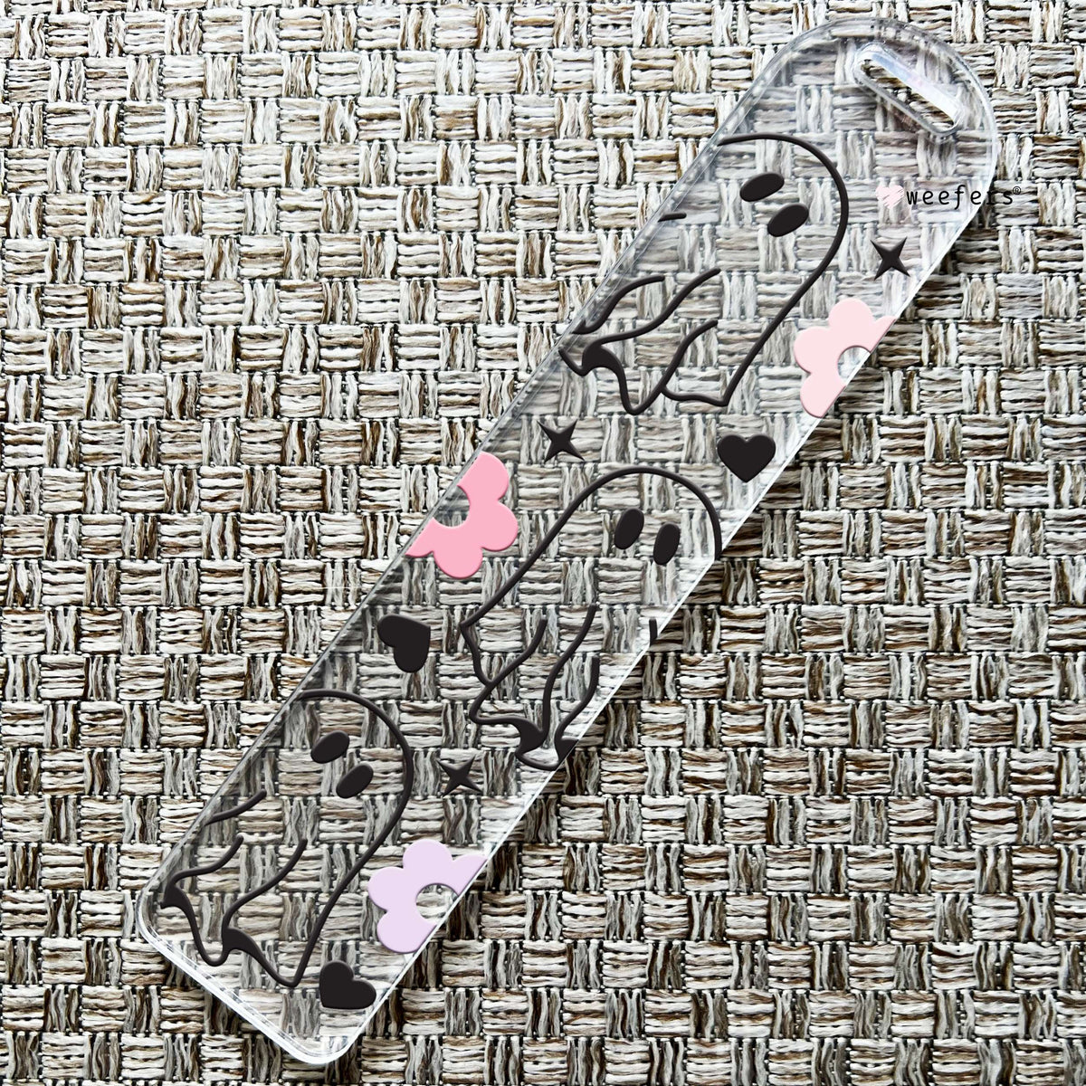 Pink and Purple Ghosts Floral Bookmark UV DTF Decal Weefers