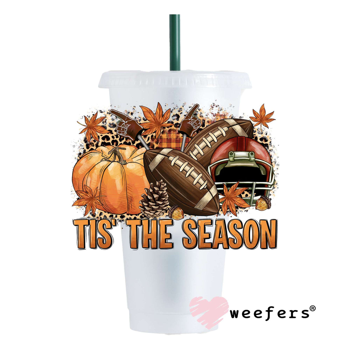 Tis The Season Fall Football UV DTF Decal 24oz Cold Cup Weefers