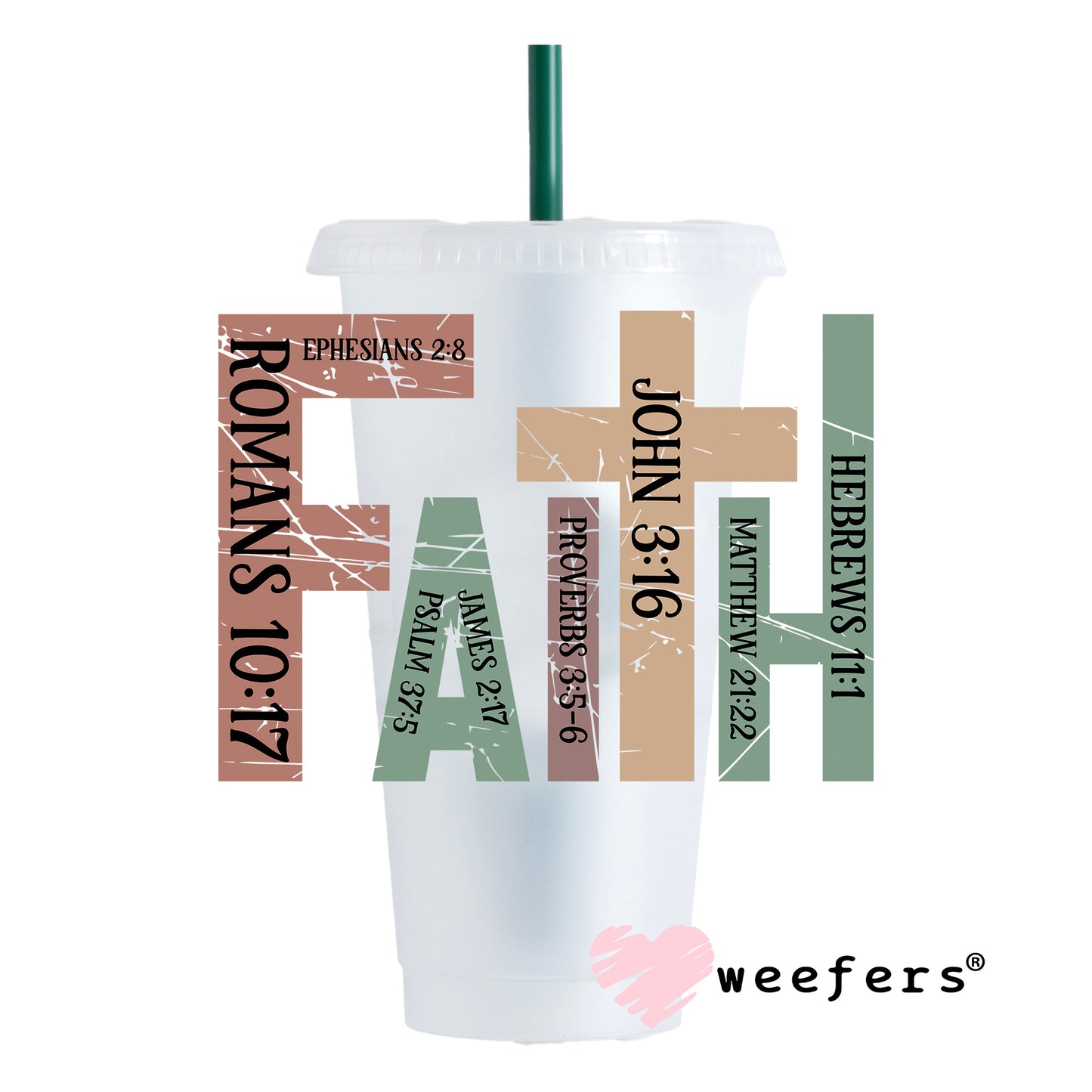 Faith Christian Romans 10:17 UV DTF Decal 24oz Cold Cup Weefers