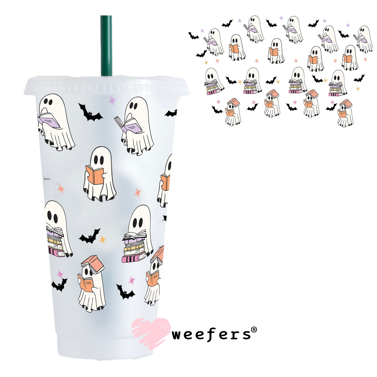 Ghost Readers Books UV DTF Cup Wrap 24oz Cold Cup Weefers