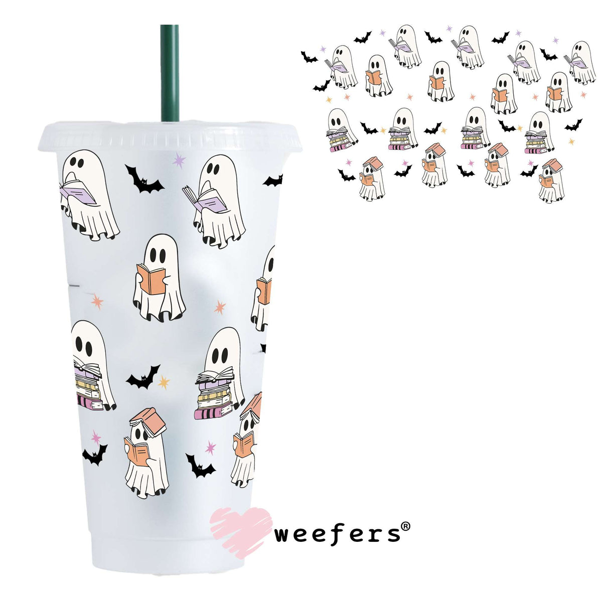 Ghost Readers Books UV DTF Cup Wrap 24oz Cold Cup Weefers