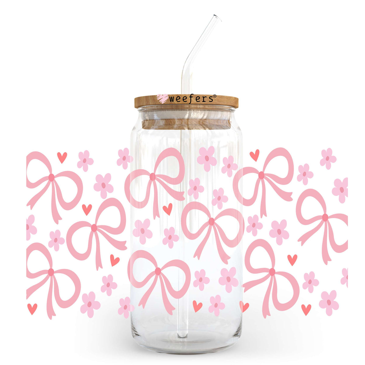 Dark Pink Bows 20oz Libbey Glass Can, 34oz Hip Sip, 40oz Tumbler, 24oz Cold Cup UV DTF or Sublimation Decal Transfer Weefers