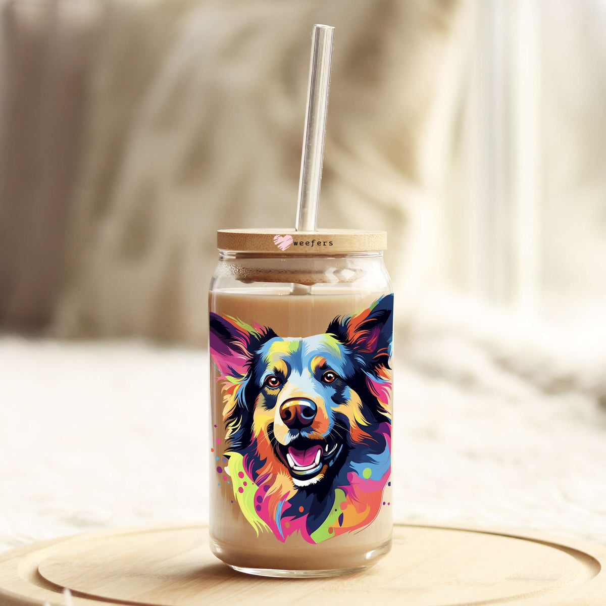 Shiloh Shepherd Colorful Watercolor 16oz Libbey Glass Can UV DTF or Sublimation Wrap - Decal Weefers