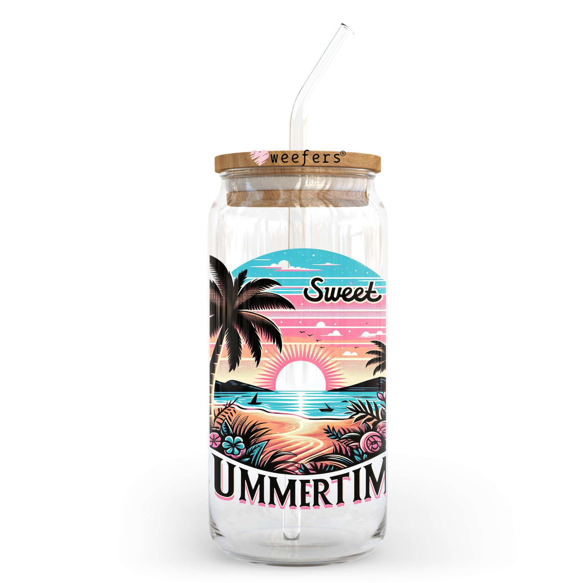 SummerTime Sunsets 20oz Libbey Glass Can, 34oz Hip Sip UV DTF or Sublimation Decal Transfer Weefers