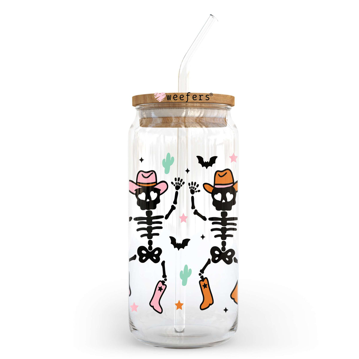 Cowboy Skeletons 20oz Libbey Glass Can, 34oz Hip Sip, 40oz Tumbler, 24oz Cold Cup UV DTF or Sublimation Decal Transfer Weefers