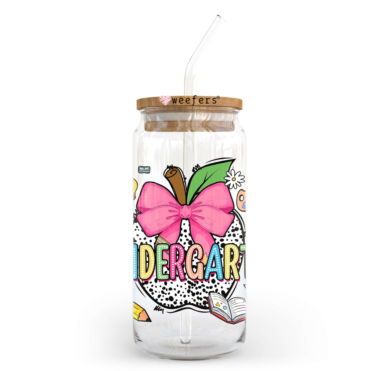 Kindergarten 20oz Libbey Glass Can, 34oz Hip Sip, 40oz Tumbler, 24oz Cold Cup UV DTF or Sublimation Decal Transfer Weefers