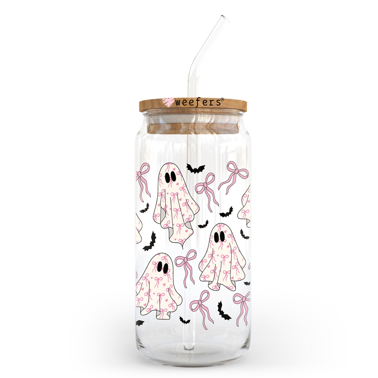 Coquette Ghosts 20oz Libbey Glass Can, 34oz Hip Sip, 40oz Tumbler, 24oz Cold Cup UV DTF or Sublimation Decal Transfer Weefers