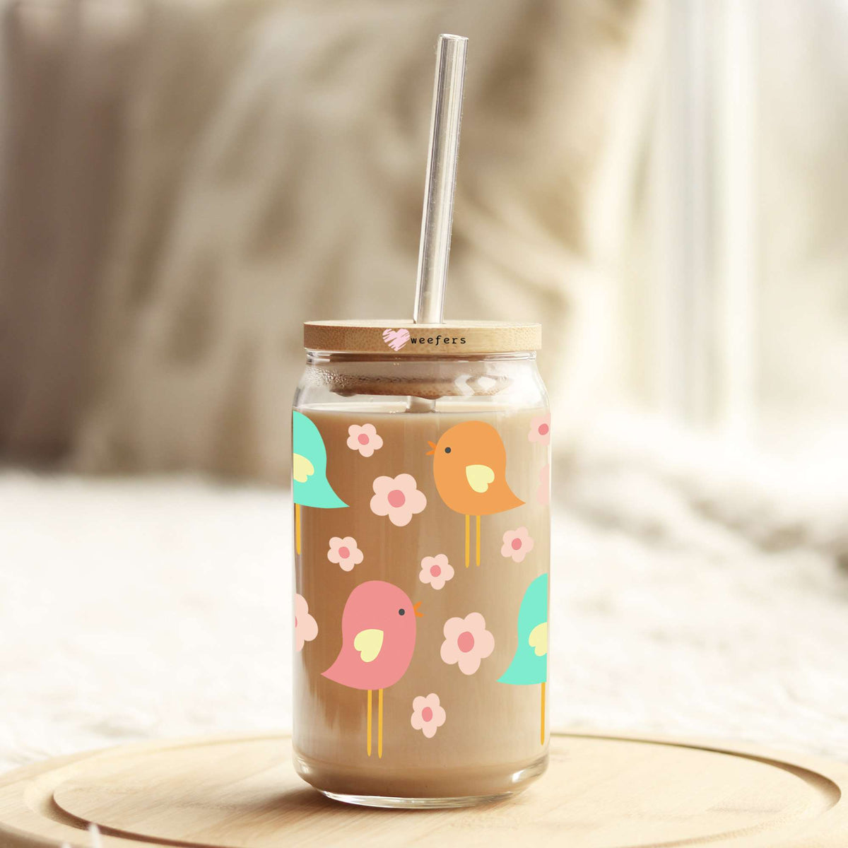 Tweet Birds 16oz Libbey Glass Can UV DTF or Sublimation Wrap - Transfer Weefers