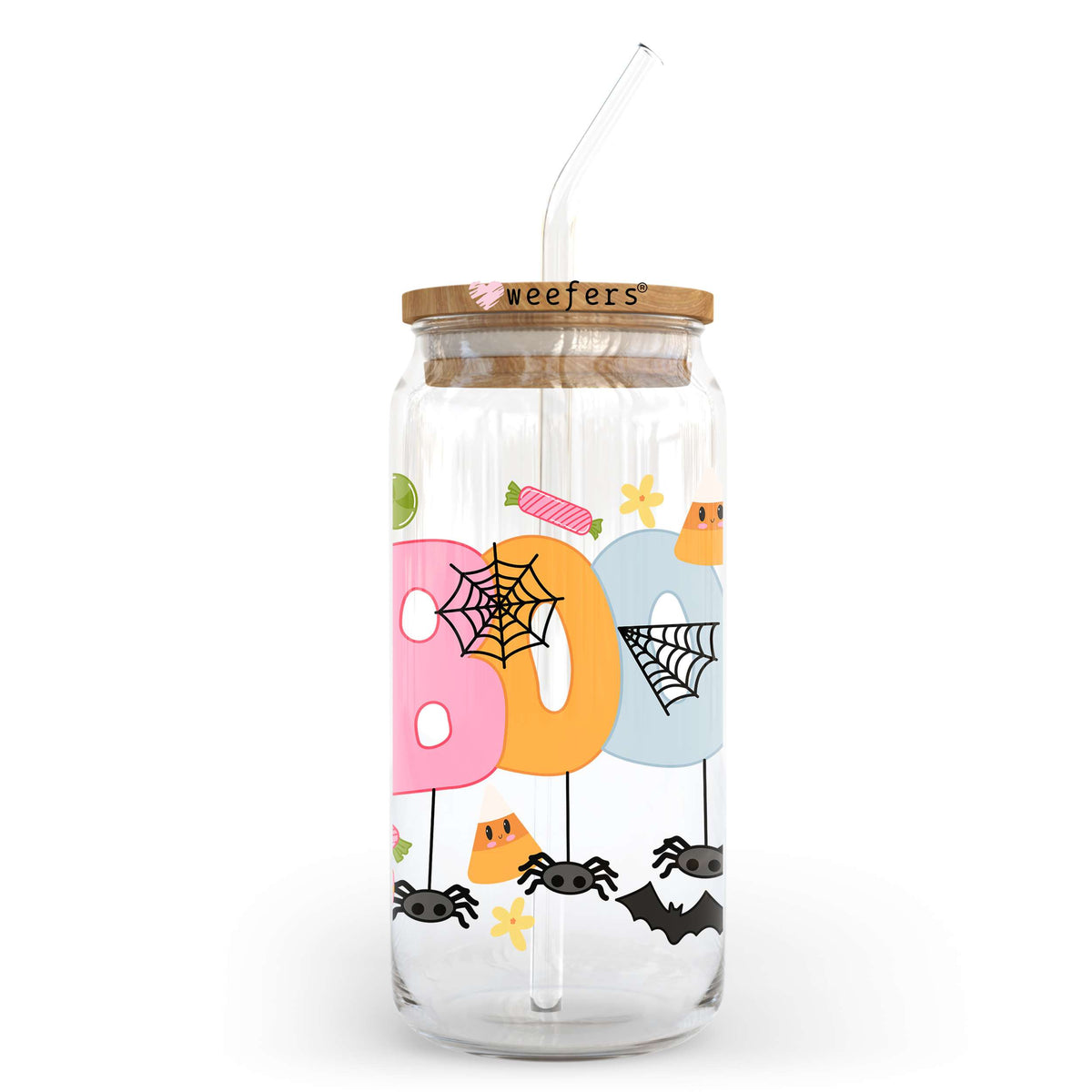 Boo Pink and Orange Halloween 20oz Libbey Glass Can, 34oz Hip Sip, 40oz Tumbler, 24oz Cold Cup UV DTF or Sublimation Decal Transfer Weefers