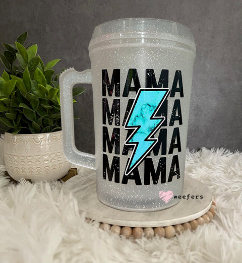 Mama Teal Black Lightening Bolt 34oz Hip Sip Mega Mug Trucker Mug