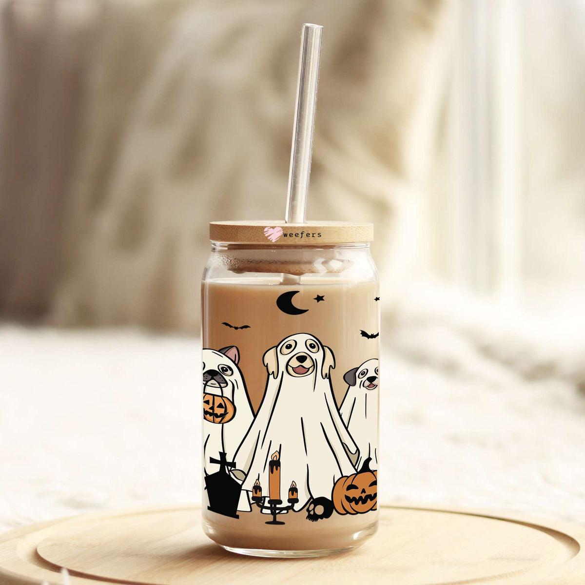 Ghost Dogs 16oz Libbey Glass Can UV DTF or Sublimation Wrap Decal Transfer Weefers