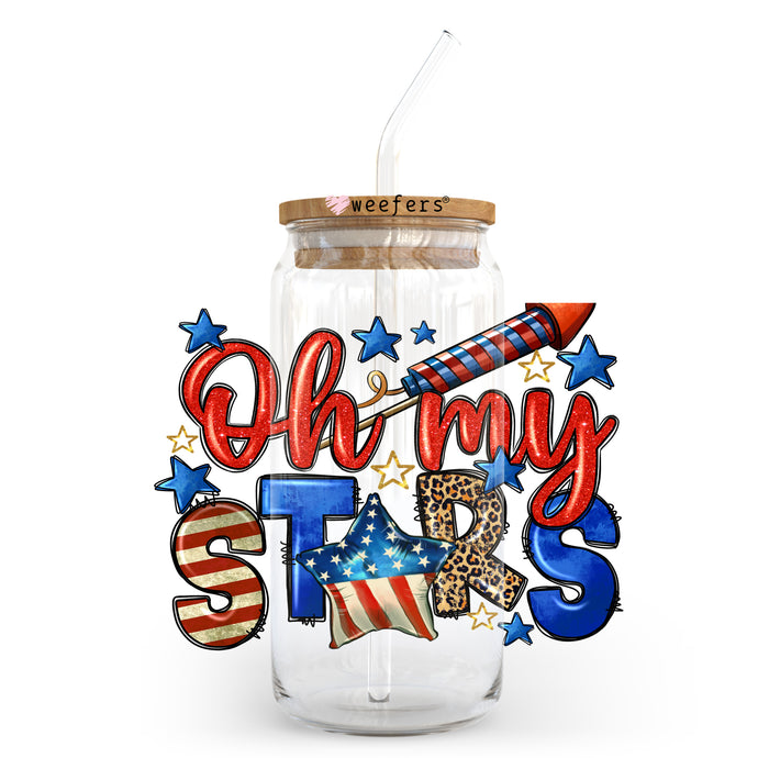 a glass jar with a straw in it that says oh my stars