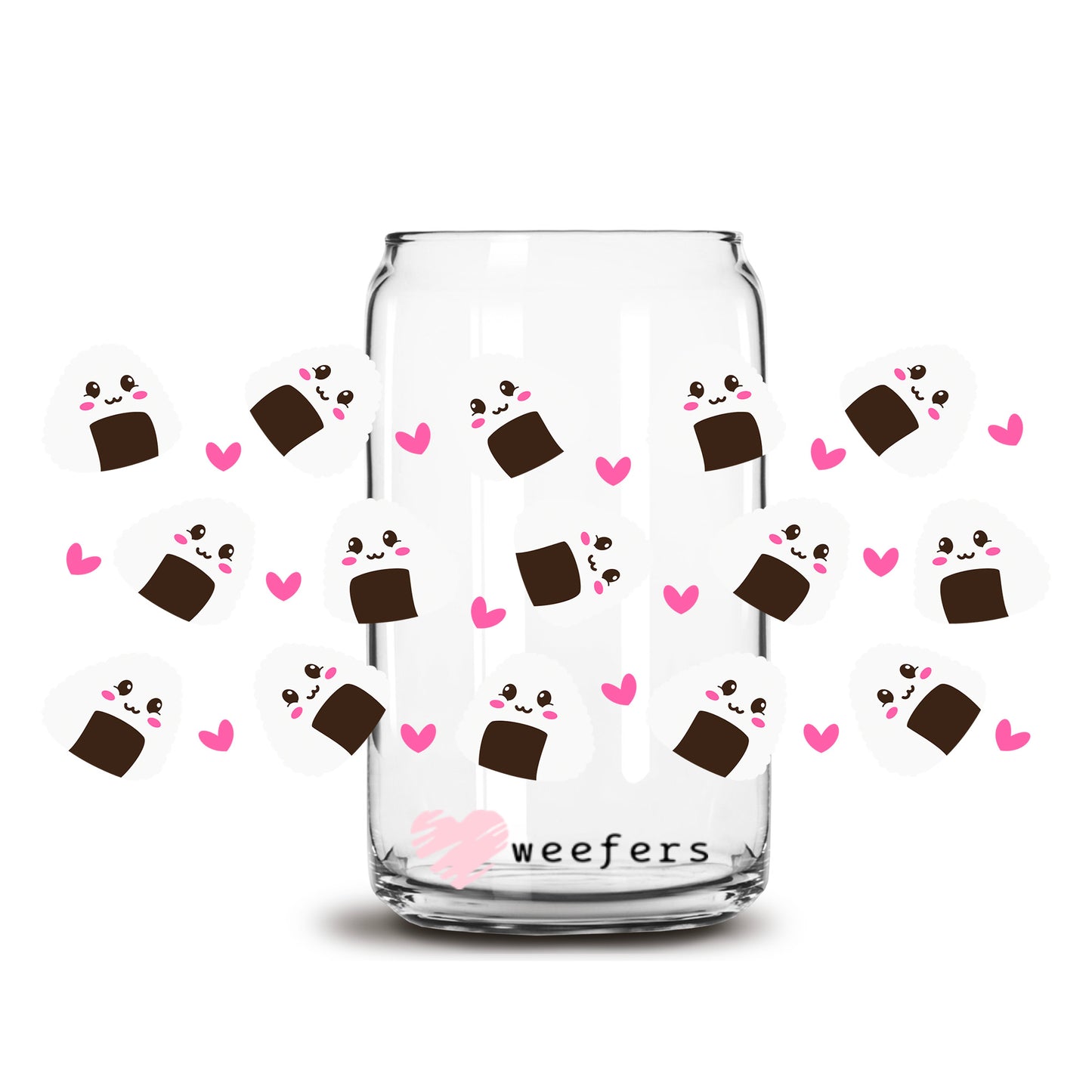 Origiri Love 16oz Libbey Glass Can UV DTF or Sublimation Wrap Decal Transfer Weefers