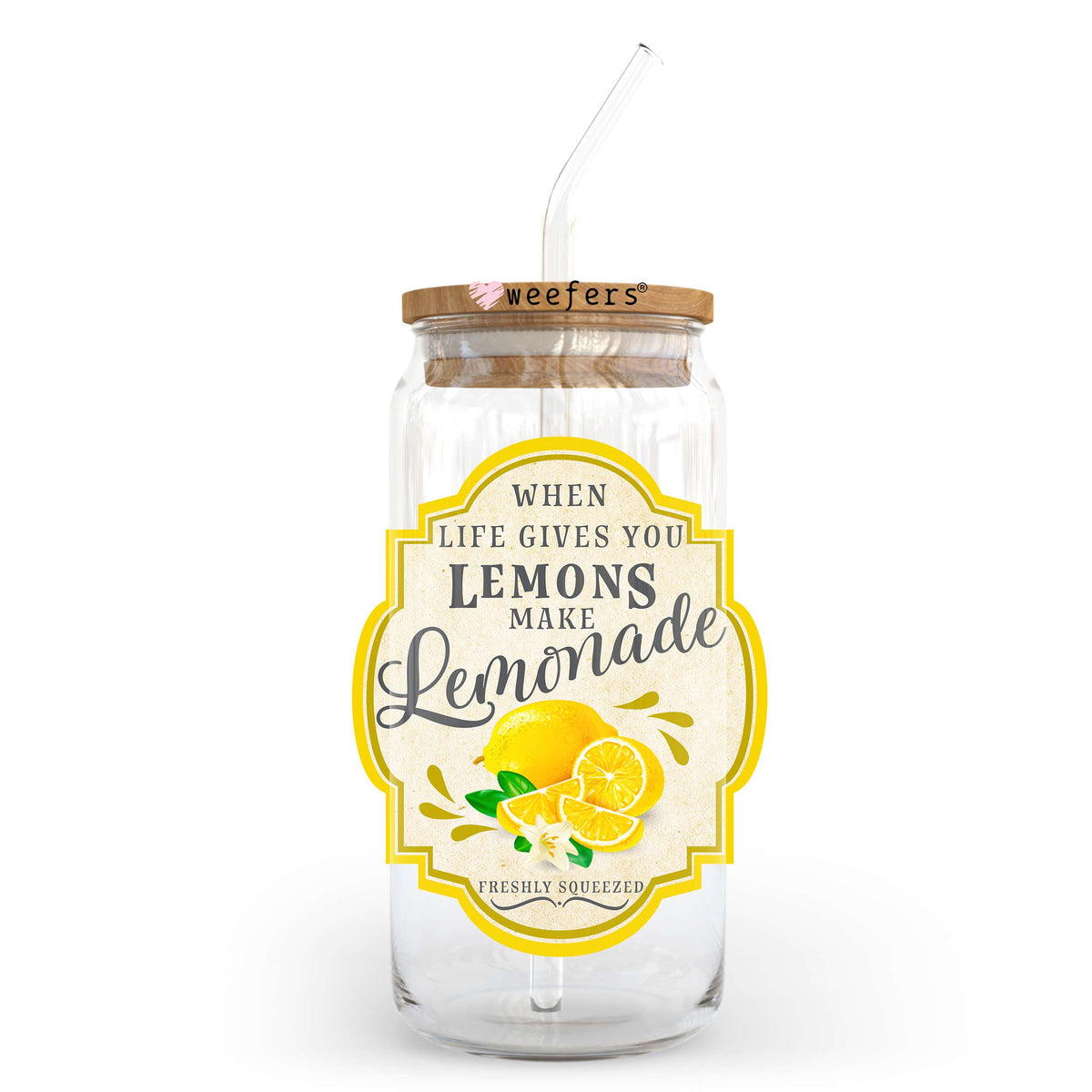 When Life Gives You Lemons Make Lemonade 20oz Libbey Glass Can UV DTF or Sublimation Wrap - Decal Weefers