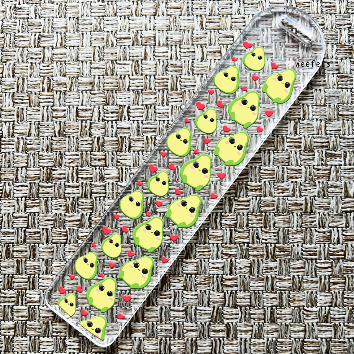 Cute Avocados and Hearts Bookmark UV DTF Decal Weefers