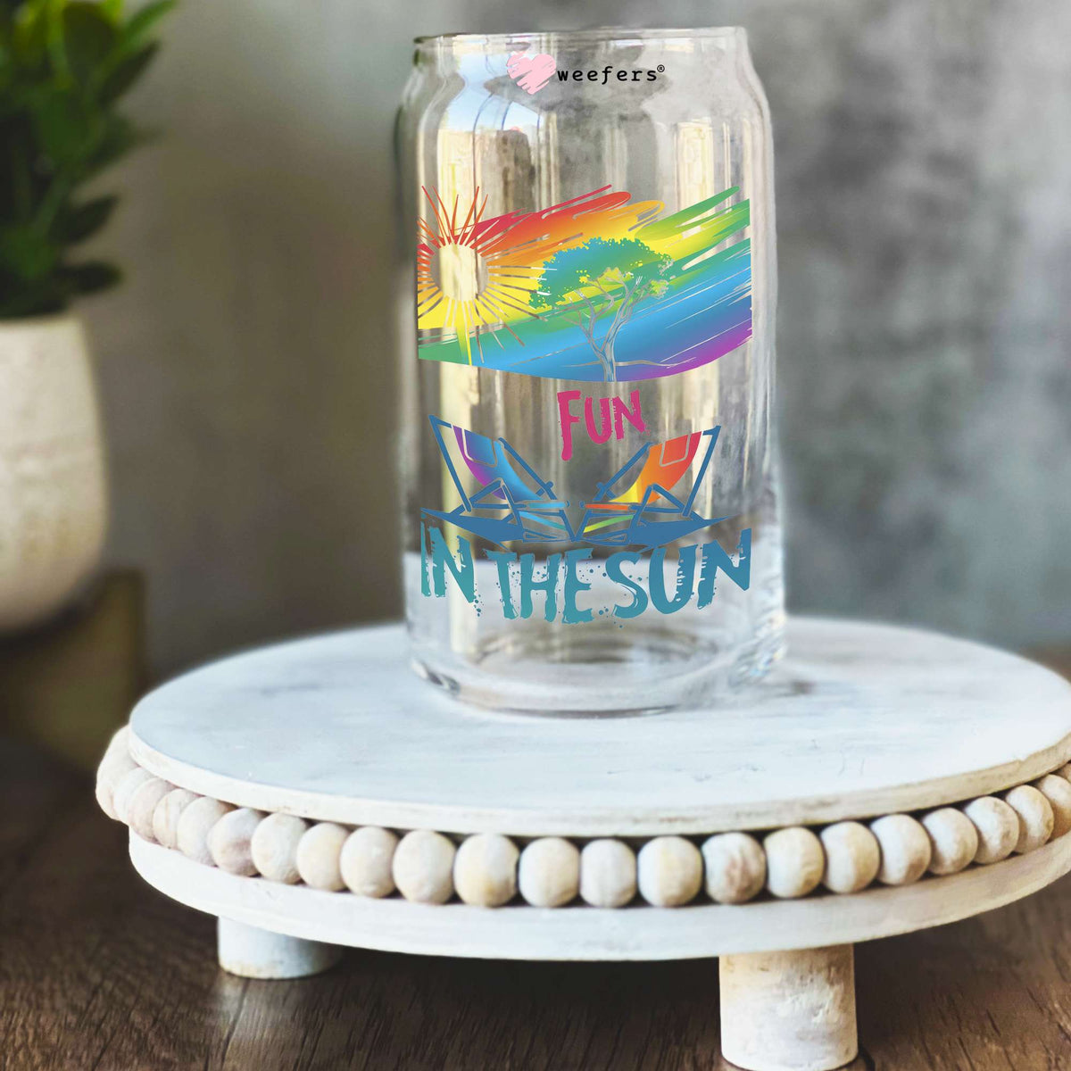 Sunshine on my Mind 16oz Libbey Glass Can UV DTF or Sublimation Wrap Decal Transfer Weefers