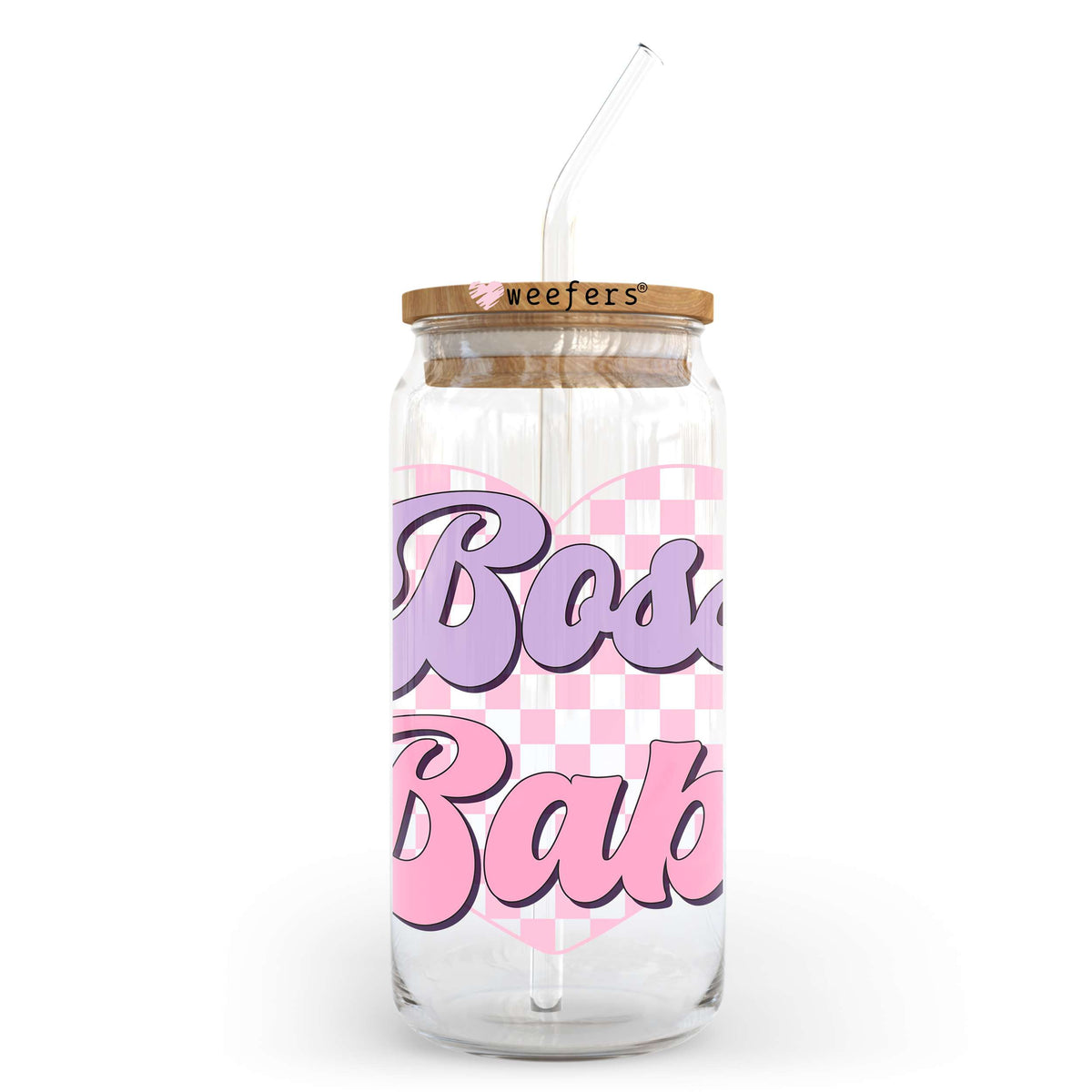 Boss Babe Pink Purple 20oz Libbey Glass Can UV DTF or Sublimation Wrap - Decal Transfer Weefers