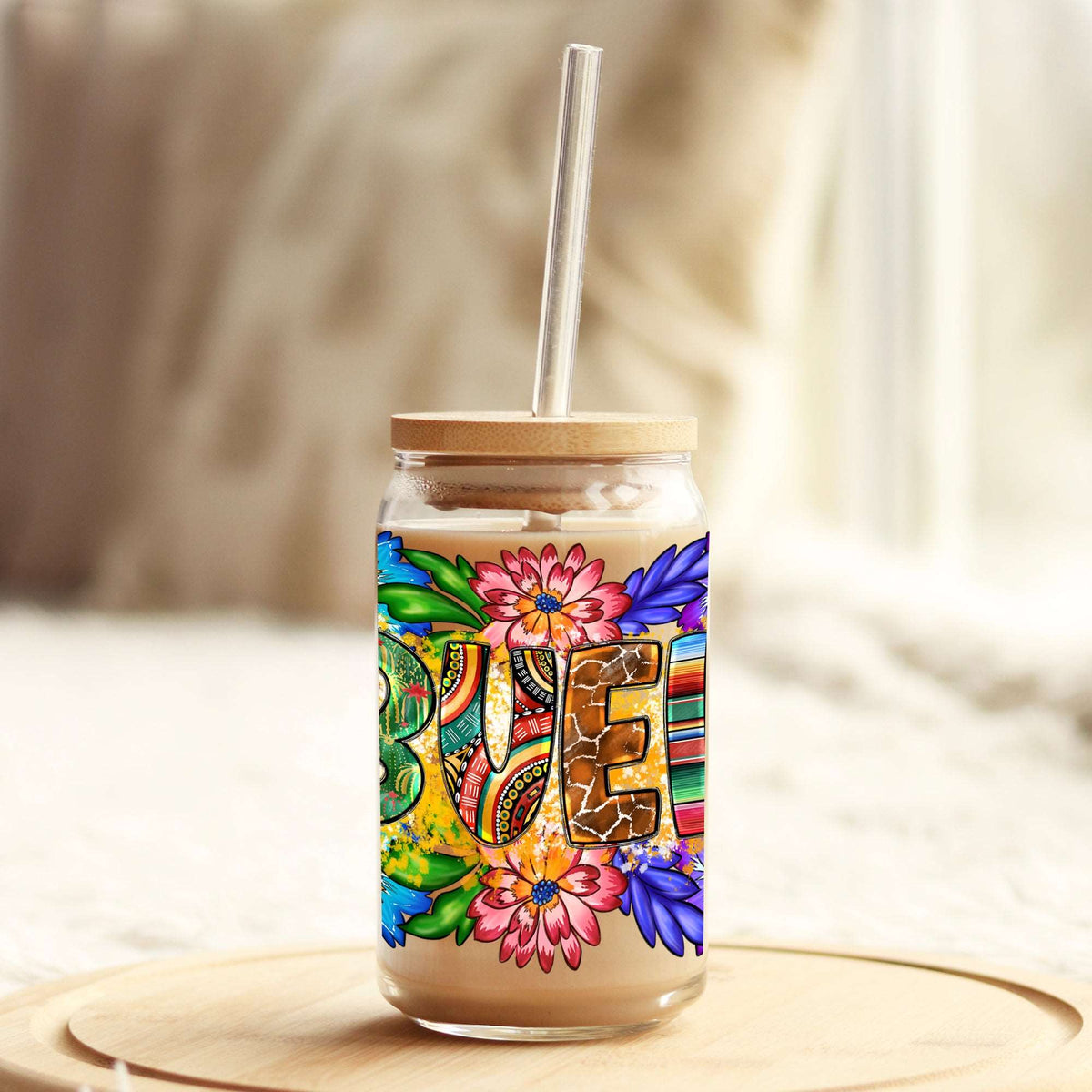 Abuela Mother's Day 16oz Libbey Glass Can UV DTF or Sublimation Wrap - Decal Weefers