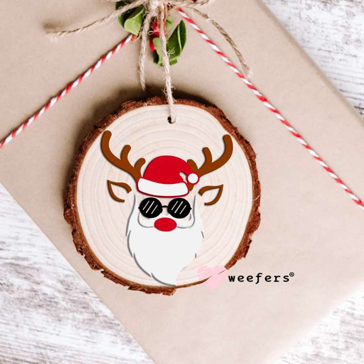 Santa Christmas Reindeer Face UV DTF Decal Ornament Weefers
