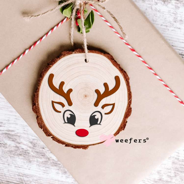Boy Christmas Reindeer Face UV DTF Decal Ornament Weefers