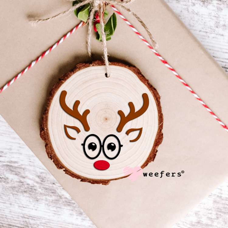 Mrs. Claus Christmas Reindeer Face UV DTF Decal Ornament Weefers