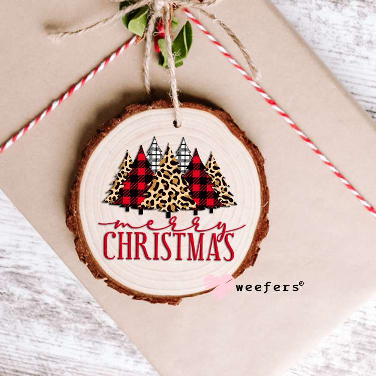 Merry Christmas Plaid Christmas Trees UV DTF Decal Ornament Weefers
