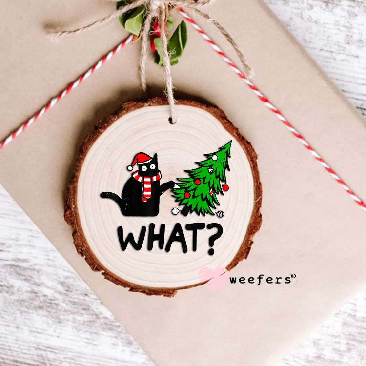 Funny Cat Christmas What UV DTF Decal Ornament Weefers