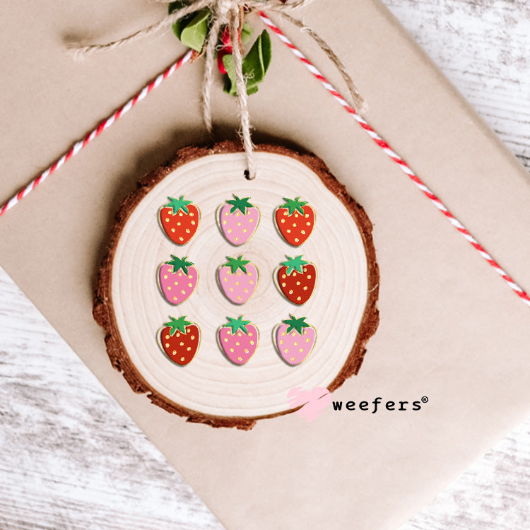 Pink and Red Strawberries UV DTF Decal Ornament Weefers