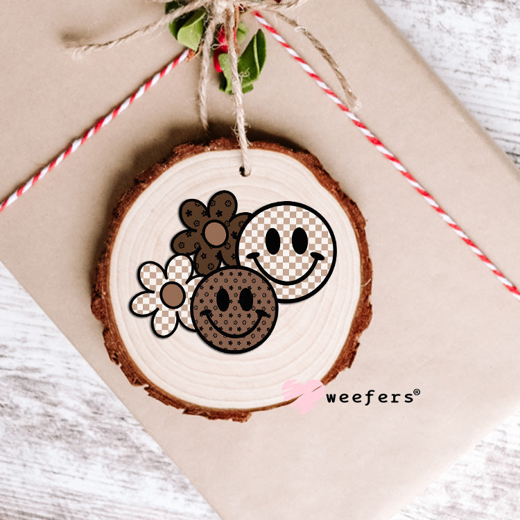 Brown Neutral Smile Faces UV DTF Decal Ornament Weefers