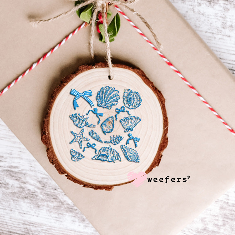 Blue Seashells and Bow UV DTF Decal Ornament Weefers