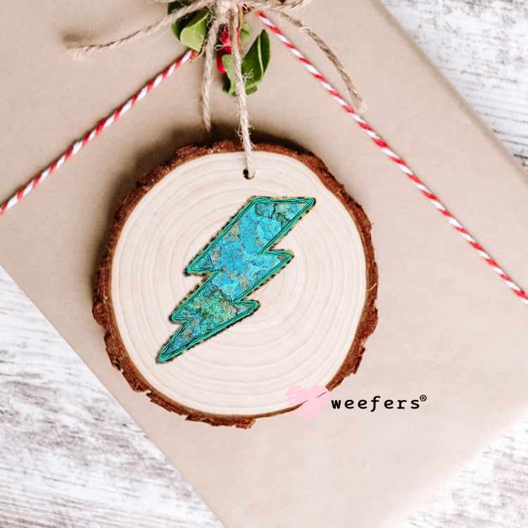 Turquoise Lightening Bolt UV DTF Decal Ornament Weefers