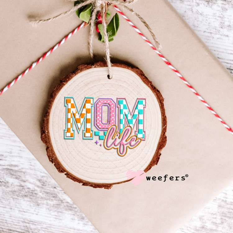 Mom Life Checkers and Polka Dots UV DTF Decal Ornament Weefers