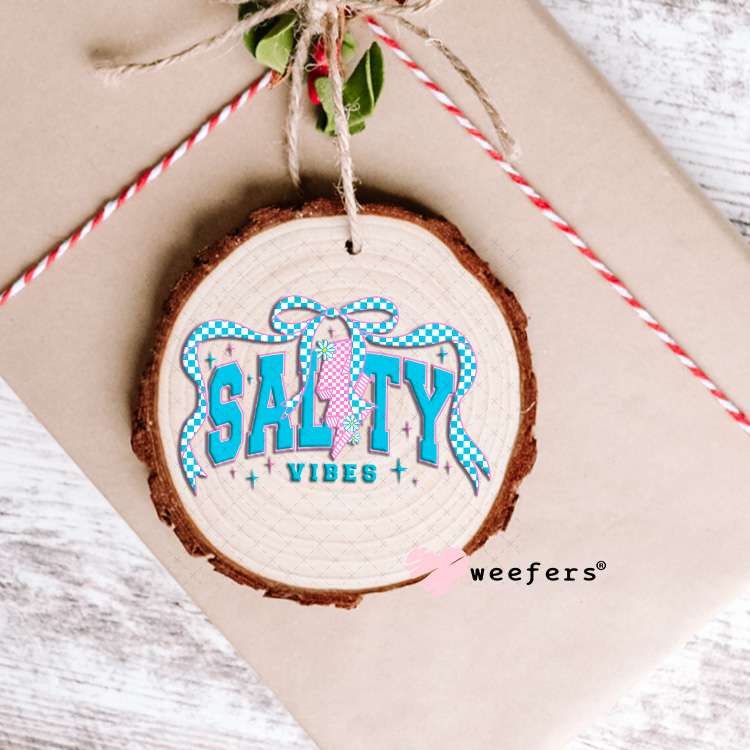 Salty Vibes Pink and Blue UV DTF Decal Ornament Weefers