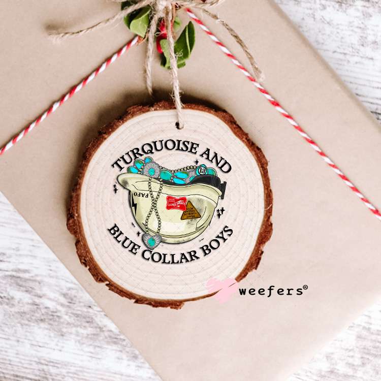 Turquoise and Blue Collar Boys UV DTF Decal Ornament Weefers