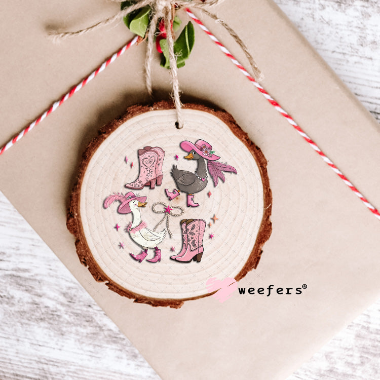 UV DTF Decal - Bougie Pink Western Geese Ornament Weefers