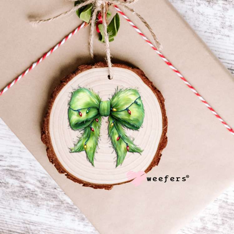 Green Guy Coquette Christmas Bow UV DTF Decal Ornament Weefers