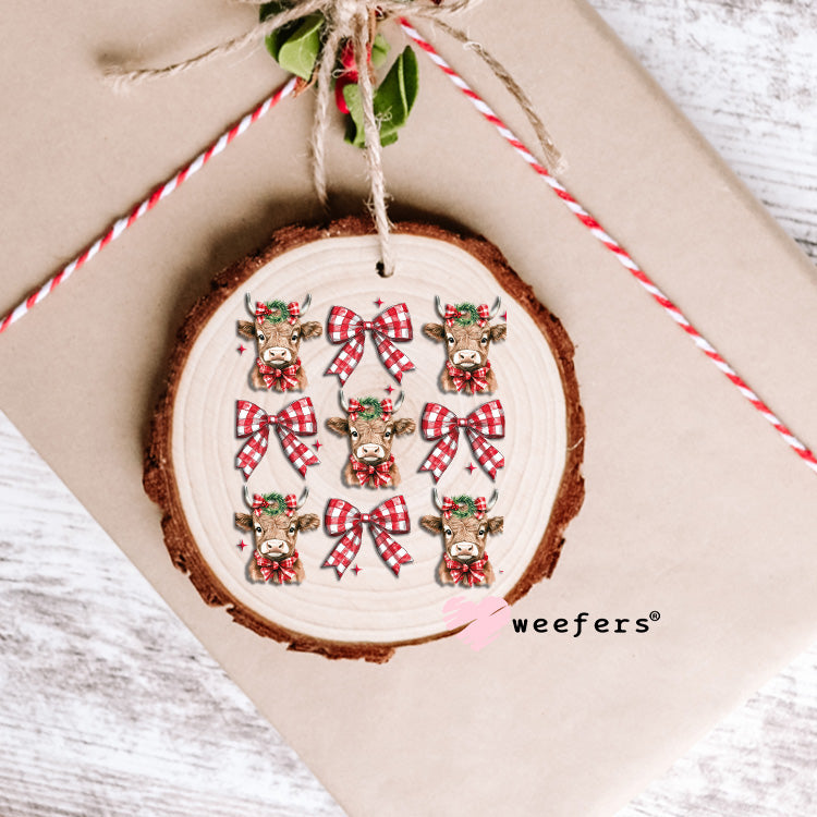 Coquette Christmas Highlander Cows and Bows UV DTF Decal Ornament Weefers